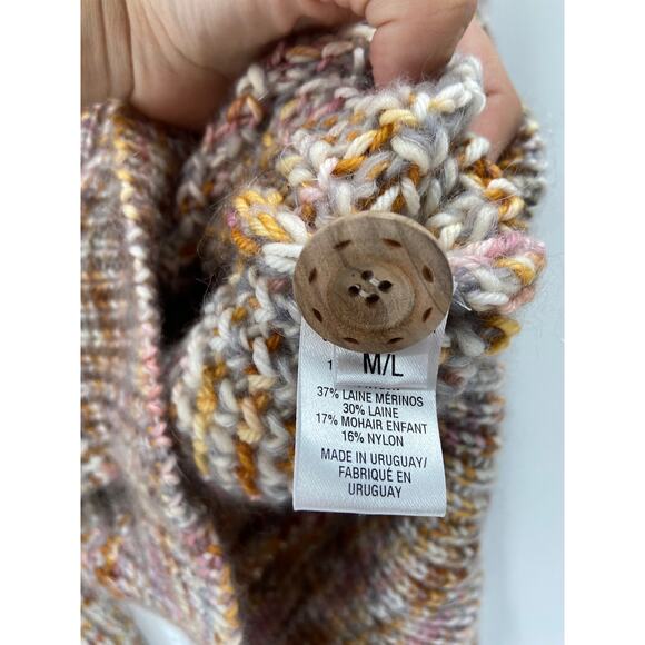 Ulla Johnson Fiora Merino Wool Button Front Puff Sleeve Fawn Cardigan Sweater - Picture 5 of 7